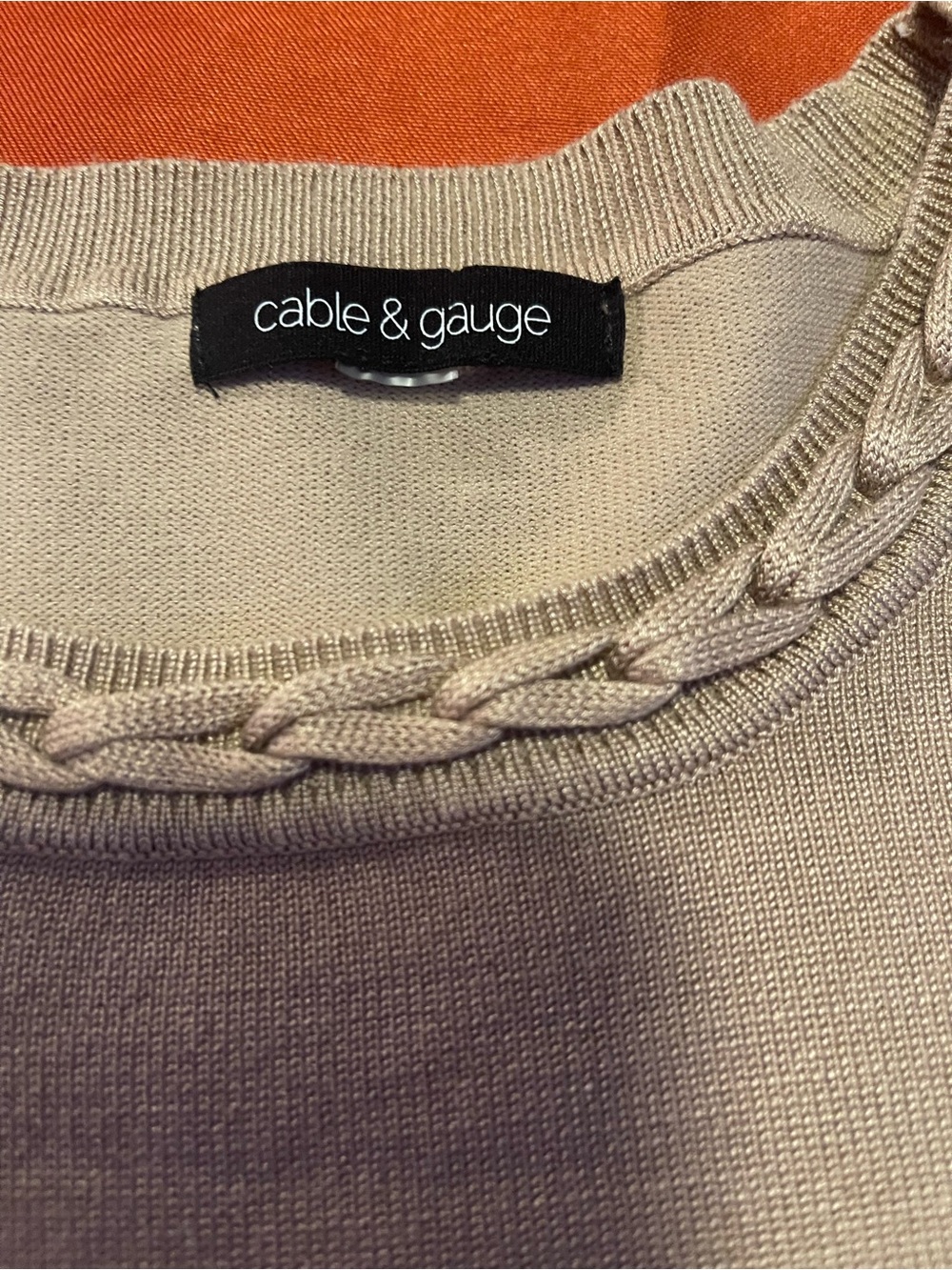 Cable & Gauge Light Beige Braided-Neck Crew Sweater - Picture 2 of 5